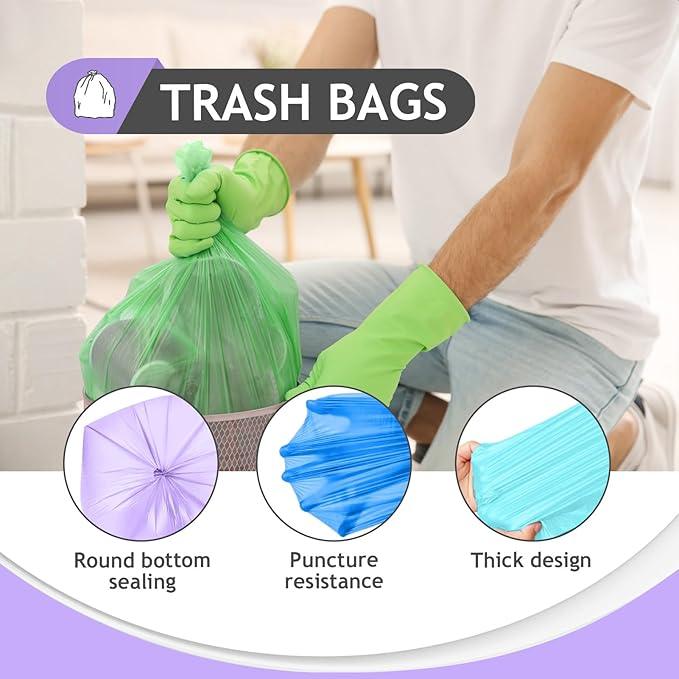 Small Trash Bags 3 Gallon 120 Count Strong Trash Bags Colorful Small Garbage Bags, Trash Can Liners for Bathroom Home Office Kitchen Bedroom, fit 5-10 Liter, 1,1.2,1.6,2,2.6,3 Gal,Multicolor - NeatNest