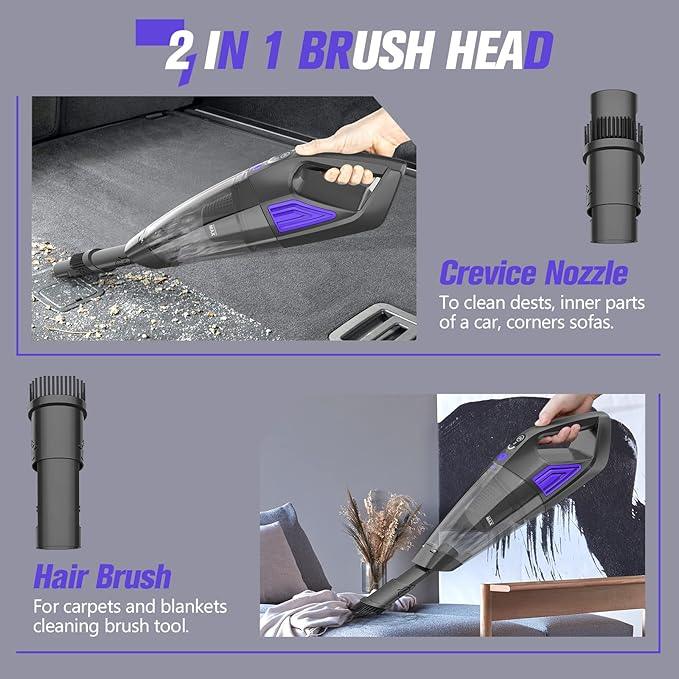 Handheld Vacuum Cordless Cleaner,Powerful Portable and Dust Buster Hand Vcauum Rechargeable with Large-Capacity Battery for CarPetOfficeHome (Purple) - NeatNest