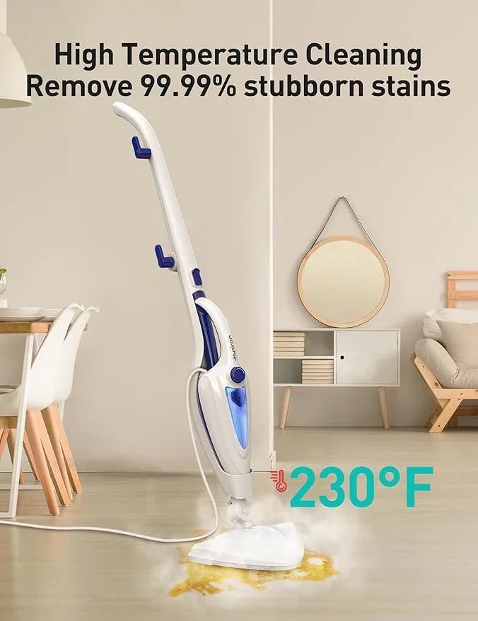 12-in-1 Steam Mop, Fast 15-Sec Heat-Up, 1500W Detachable Handheld Steam Cleaner with 2 Dirt Grip Pads, Removes 99.99% Stubborn Stains for Hardwood Floors, Clothes, Windows, Tiles, Furniture, White - NeatNest