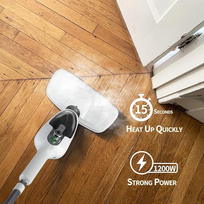 Steam Mop for Hardwood Cleaning, Steam Cleaner, Multipurpose Adapter Accessories, Floor Steamer, Lightweight, 20ft Power Cord, 2 Pads, 1200W, 300ml Water Capacity, 18 Secs Heat Up by Sandoo, SC1050 - NeatNest
