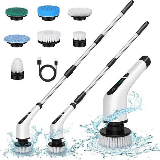 Electric Spin Scrubber Cordless Bath Tub Power Scrubber Bathroom Cordless Cleaning Brush with 7 Replaceable Drill Brush Heads Shower Cleaning Scrubbers with Adjustable Handle for Bathroom Kitchen - NeatNest