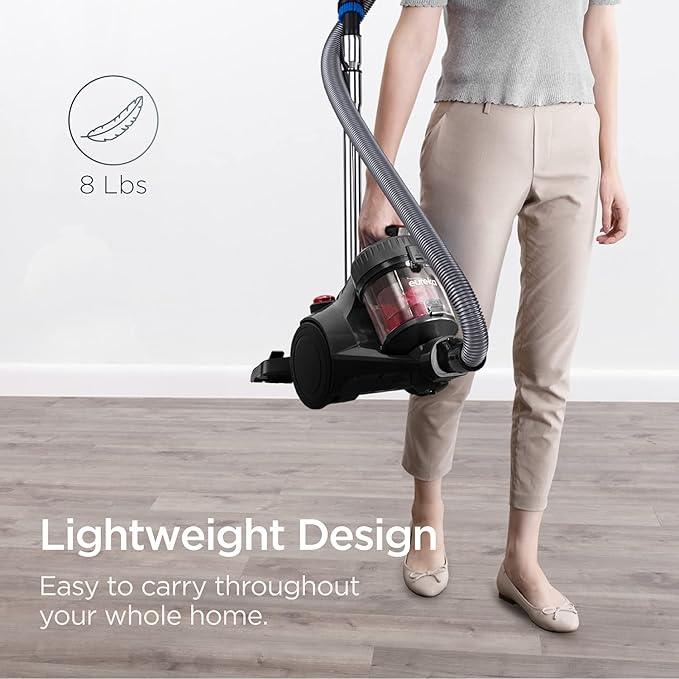 Eureka Bagless Canister Vacuum Cleaner, Lightweight Vac for Carpets and Hard Floors, Red, Whirlwind NEN110D - NeatNest