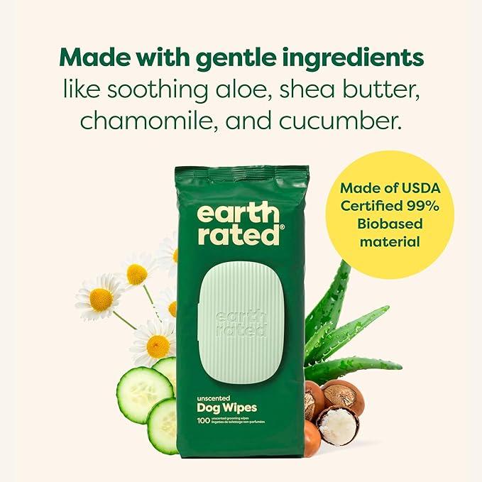 Earth Rated Pet Wipes for Dogs and Cats, Hypoallergenic, Cleaning and Hydrating, for Grooming Paws, Body and Butt, Unscented, 400 Count - NeatNest