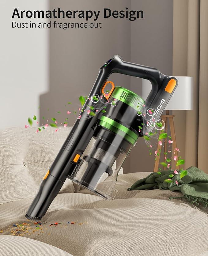 SunSare Cordless Vacuum Cleaner, 50KPa 600W 65Mins Vacuum Cleaner for Home, V-Anti-Tangle Stick Vacuum with Scented Tablet, Upgraded dust Emptying Cup, Vacuum Cordless for Pet Hair/Carpet/Floors - NeatNest