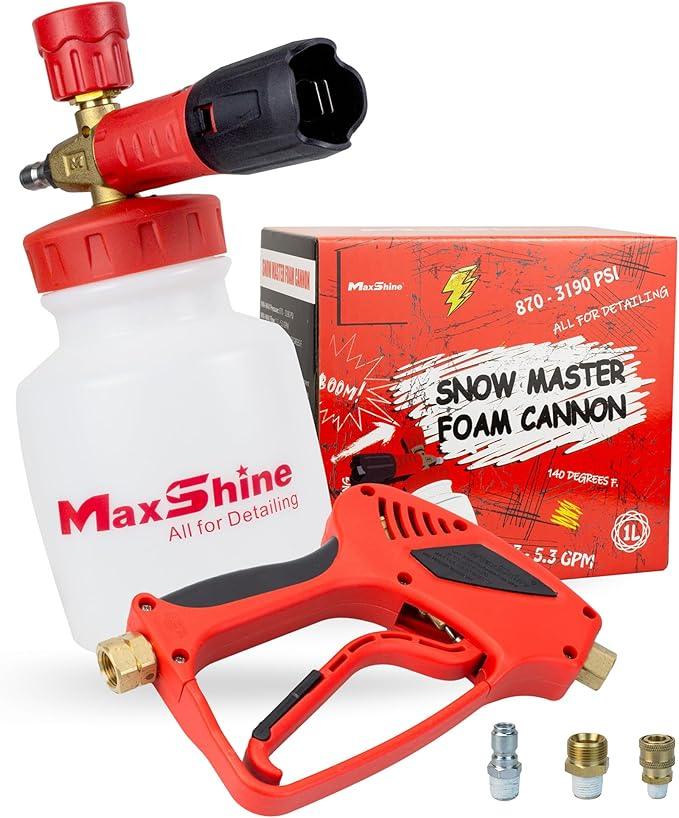 Maxshine Detailing Pressure Washer Foaming Starter Kit SHK01 | Cannon & Gun, White | 35oz Foam Cannon, 5000PSI Pressure Gun | Thick Foam Cleaning for Cars, Trucks, Home Surfaces - NeatNest