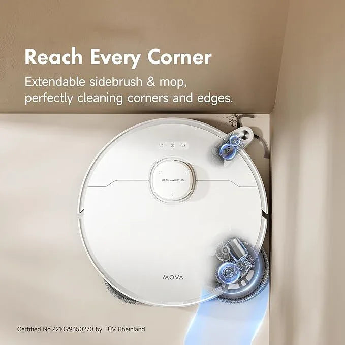 Mova P10 Pro Ultra Robot Vacuum and Mop 13,000Pa Suction, 140°F Hot Water Auto Mop Washing & Drying, Dual Spinning Extenable Mop,10.5mm Lifting for Carpet, 360°Obstacle Avoidance, App Control - NeatNest