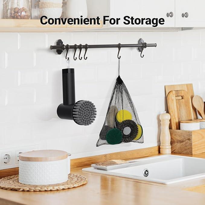 Electric Spin Scrubber, 3000 mAh Cordless Power Scrubber with 8 Replaceable Heads, Dual Speed Lightweight Handheld Scrubber for Cleaning Stove/Bowl/Sink/Corner/Tile/Grout (Black) - NeatNest