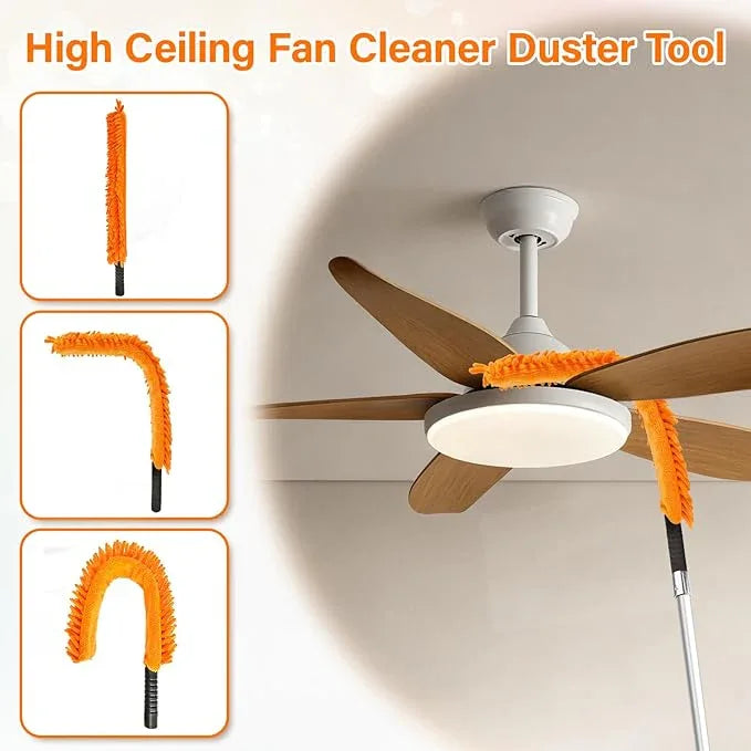 26FT High Reach Duster Cleaning Kit with 20FT Pole | 4-in-1 Tool Set with Universal Swivel Joint | High Ceiling Fan Cleaner, Microfiber Duster, & Window Squeegee for Safe High-Reach Cleaning - NeatNest