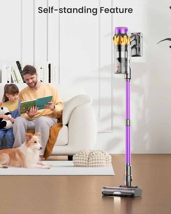 Cordless Vacuum Cleaner, 600W 50KPA 70 Mins Vacuum Cleaners for Home, Self-Standing Cordless Vacuum with Charging Dock Station, LED Display, Upgraded Anti-Tangle Stick Vacuum for Pet Hair/Carpet/Floor - NeatNest