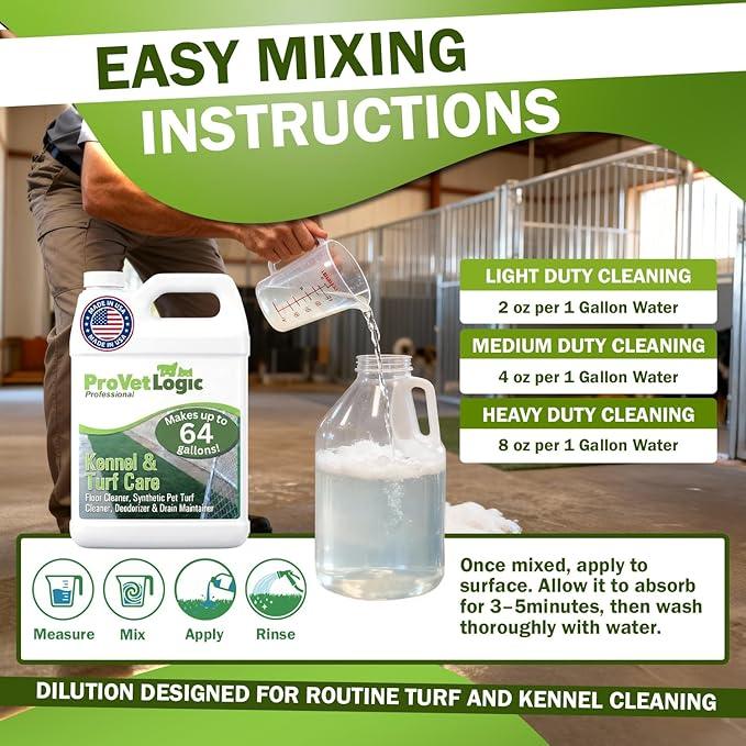 ProVetLogic Kennel & Turf Care- Floor Cleaner, Synthetic Pet Turf Cleaner, Deodorizer & Drain Maintainer- Gallon (Concentrated) - NeatNest