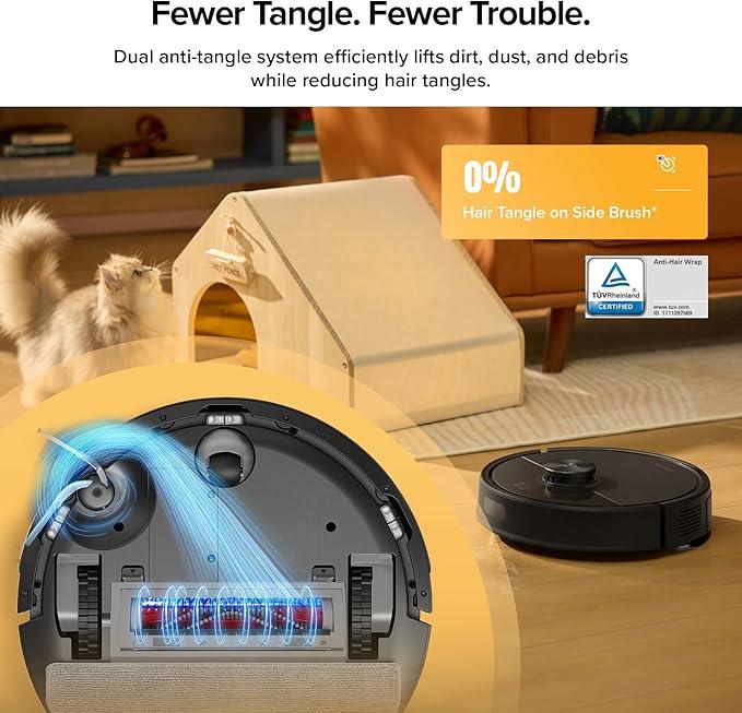 roborock Q7 M5+ Robot Vacuum and Mop, Upgraded from Q5 Max+, Up to 7-9 Weeks Self-Empty, 10000Pa Suction, Dual Anti-Tangle System for Pet Hair & Carpet, PreciSense LiDAR Navigation, App Control, Black - NeatNest