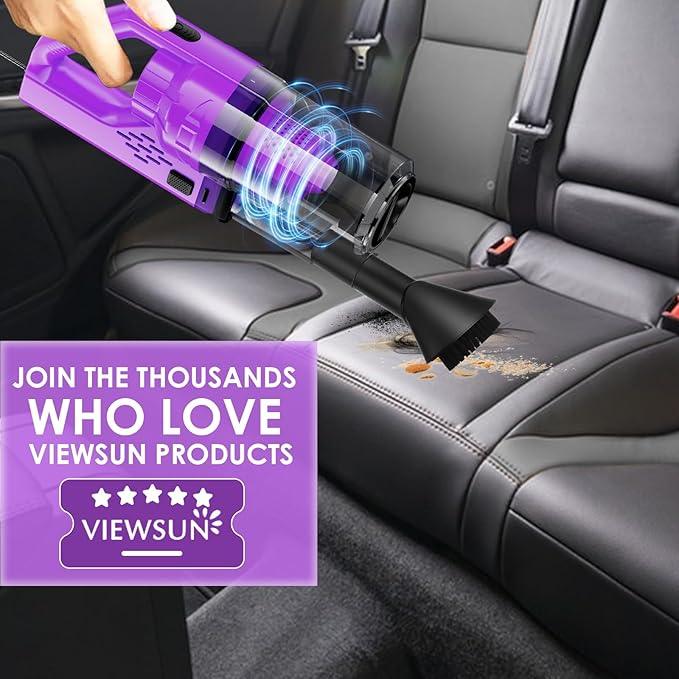 Viewsun 17PCS Car Cleaning Kit, Purple Car Interior Detailing Kit with High Power Handheld Vacuum, Detailing Brush Set, Windshield Cleaner, Cleaning Gel, Complete Auto Accessories for Women Gift - NeatNest