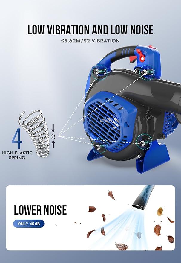 WILD BADGER POWER Leaf Blower,26cc Gas Powered Cordless 2-Cycle Engine for Lawn Care, 475CFM 165MPH Strong Air Flow for Leaf, Sand, Gravel and Snow, Light Weight 10.1 lbs - NeatNest