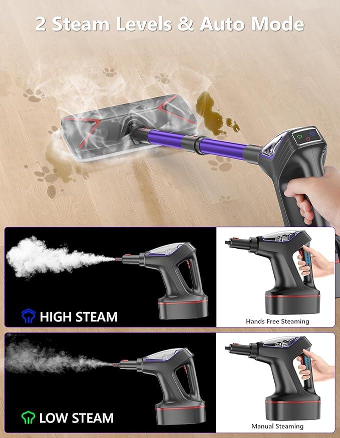 Steam Mop for Floor Cleaning, Heavy Duty All-in-One Steam Cleaner for Home with Detachable Handheld Steamer, for Hardwood, Tile, Walls, Grout, Windows, Furniture and Decks - NeatNest
