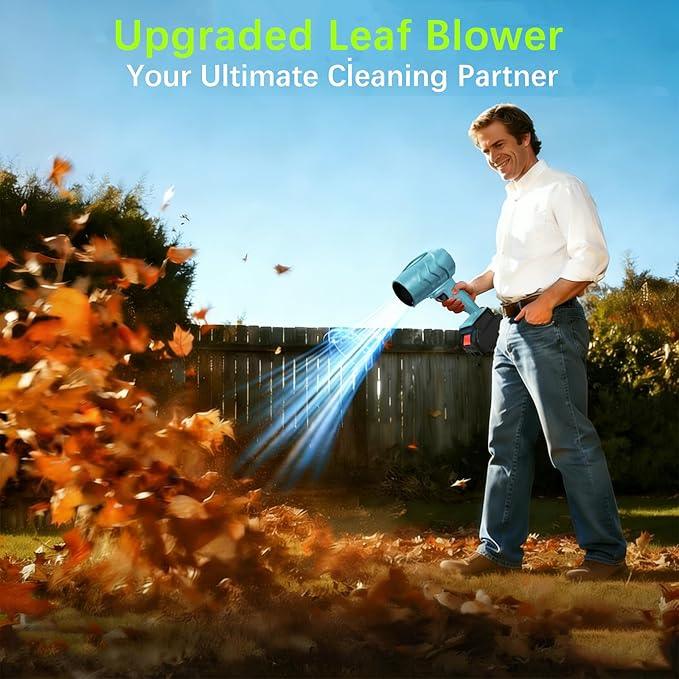 Leaf Blower Cordless with Battery and Charger,21V Electric Handheld Leaf Blower, 950000RPM Powerful Fan with Adjustable Speed, Lightweight Blower for Patio, Lawn, Blowing Leaves and Snow(Blue) - NeatNest