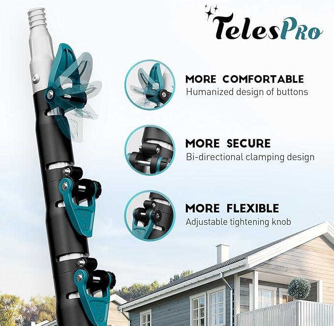 20 Feet High Reach Cobweb Duster with 5-12Ft Extension Pole, Webster Cobweb Duster with 3-Stage Telescopic Aluminum Pole, Spider Web Brush for Outdoor & Indoor Cleaning - Soft Bristles. - NeatNest