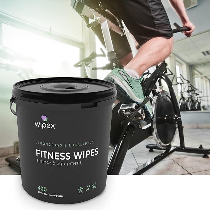 Wipex Gym Cleaning Wipes Bundle - Get (1) 400ct Lemongrass Surface Wipes & (1) 225ct Body Cloths for After Workout, Plant-Based Fitness Equipment Wipes, Clean Surfaces & Mats and Peloton Bike - NeatNest