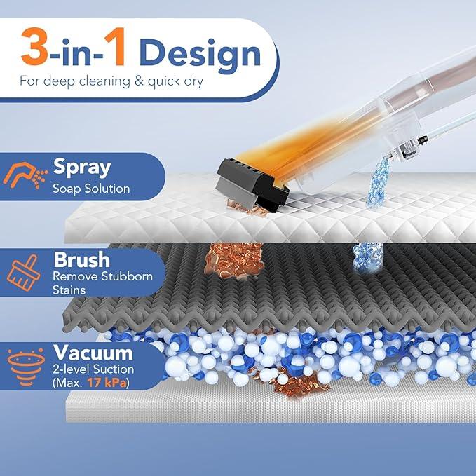 COSTWAY Wet Dry Vacuum Cleaner, 4-in-1 Portable Carpet & Upholstery Cleaner Machine with 5.5 Peak HP & 17 KPA Max Suction, Shampoo Vac Cleaner with Attachments for Floor, Stair, Sofa, Car, Gap - NeatNest