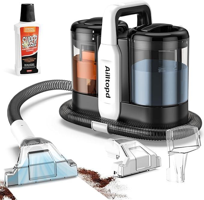 Portable Carpet & Upholstery Spot Cleaner, 15Kpa Powerful Suction & Spot Remover, Deep Stain Cleaning for Carpet, Car Seats, Pets, Stairs, Couches, with Dual Size BrushHead - NeatNest
