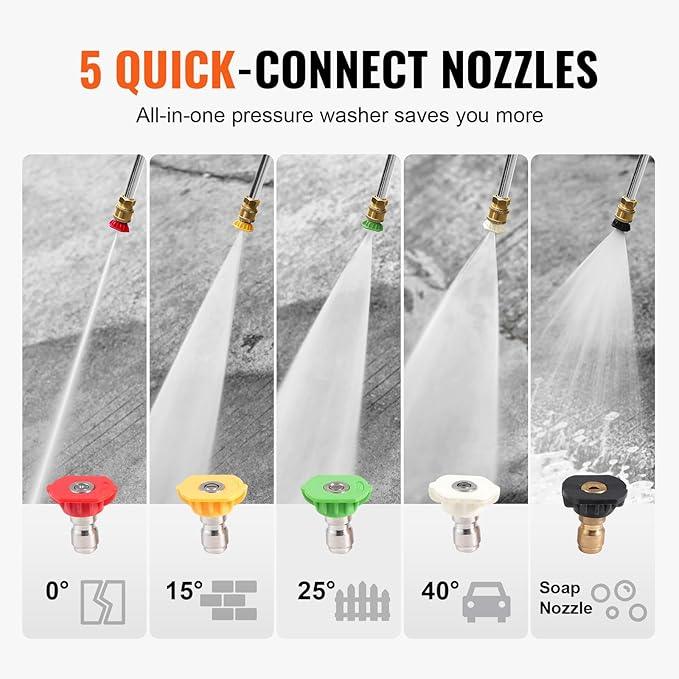VEVOR Gas Pressure Washer, 3500 PSI 2.6 GPM, Gas Powered Pressure Washer with Aluminum Pump, Spray Gun and Extension Wand, 5 Nozzle Set, for Cars, Fences, Homes, Driveways, Patios Furniture Horizontal - NeatNest