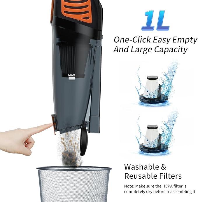 Corded Vacuum Cleaner, 12 in 1 Ultra-Lightweight Vacuum Cleaners for Home 15KPa Powerful Suction Stick Vacuum with Washable HEPA Filter for Home, Car, Pet Hair, Carpet, Hard Floor - NeatNest