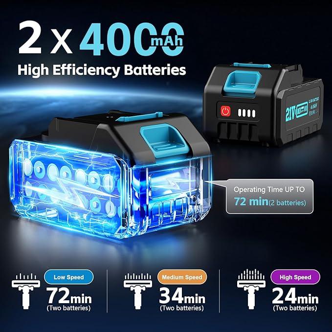 Cordless Vacuum Cleaner with 2 * 4000mAh Batteries, 700W 60Kpa Vacuum Cleaners for Home, 6 in 1 Cordless Stick Vacuum Clearner, Brushless Motor with Led Display for Hard Floors Carpet Pet Hair - NeatNest