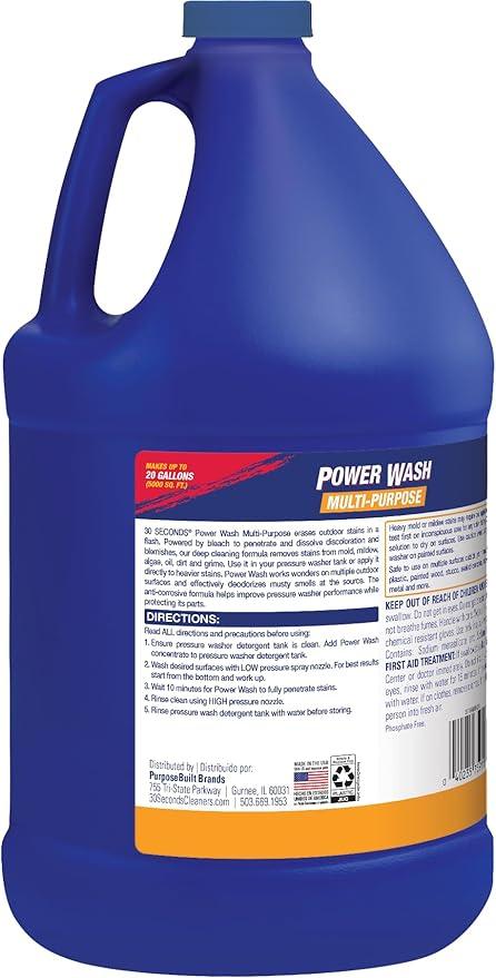30 SECONDS Pressure Washer Concentrated Cleaner – Power Cleans Stains from Algae, Mold & Mildew, Dirt, Grime – Makes up to 20 Gallons, 2 PACK - NeatNest