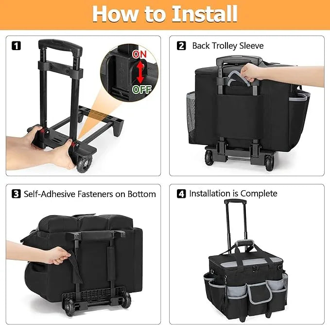 Large Rolling Cleaning Caddy with Detachable Trolley & Lid, Cleaning Cart on Wheels with Shoulder Strap & Handles, Cleaning Supplies Organizer with Multi Pockets for Cleaning Tools Storage - NeatNest