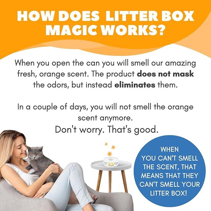 Litter Box Magic Cat Litter Deodorizer Jar (Orange Scent, 16 Oz, Pack of 1) - Cat Litter Odor Control Gel In A Jar - Cat Litter Box Pet Air Freshener - Litter Odor Eliminator to Freshen Air - NeatNest