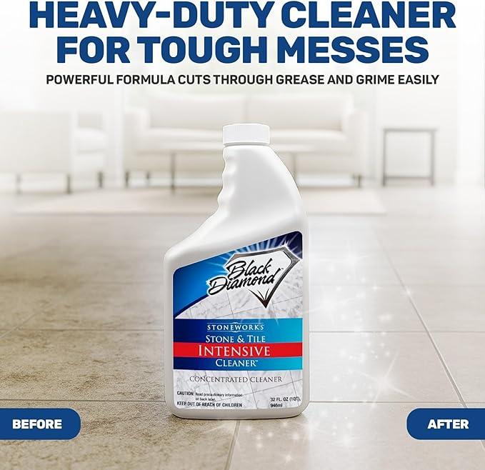 Black Diamond Stoneworks Stone & Tile Intensive Cleaner – Professional Deep Cleaner for Marble, Limestone, Travertine, Granite, Slate, Ceramic & Porcelain Tile – Acid-Free Concentrate (1-Qt.) - NeatNest