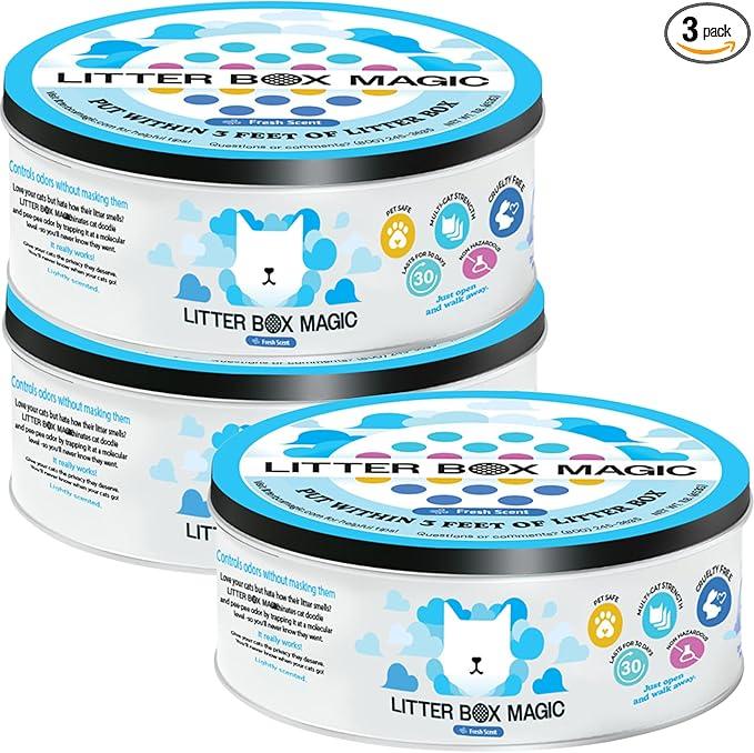 Litter Box Magic Cat Deodorizer Jar (16 Oz, Pack of 3) Fresh Scent - Air Freshener for Pet Smells from Litter Box - Odor Removing Litterbox Gel In A Jar - Odor Eliminator to Freshen Air - NeatNest