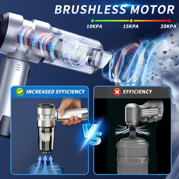 Car Vacuum Portable Cordless, 21000PA High Power Handheld Vacuum Cleaner with Brushless Motor,Mini Hand Held Vacuum Cordless Rechargeable Air Duster/Blower/Pump for Car, Home, Pet, Office - NeatNest