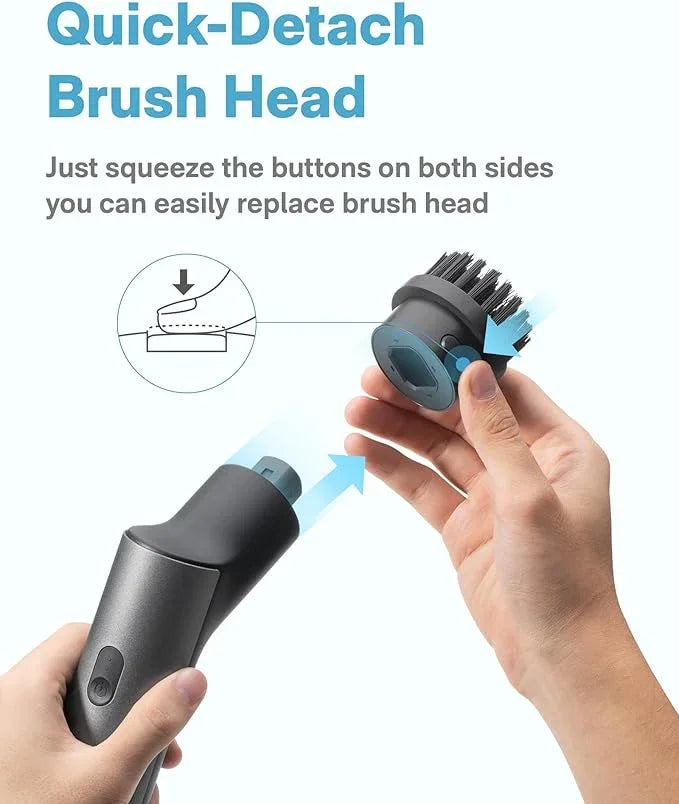 HOTO Cordless Electric Spin Scrubber, IPX7 Full Body Waterproof Bathroom Cleaning Brush, Max 22 in-lb, Shower Scrubber Brush with Long Handle, 6 Brush Heads, Power Scrubber for Bathroom, Floor, Tile - NeatNest