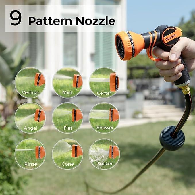 Giraffe Tools Retractable Garden Hose Reel 1/2 Inch x 155 with 5 ft Leader Hose, Heavy Duty, Any Length Lock, Slow Return System, Wall Mounted and 180 Deg Swivel Bracket - NeatNest