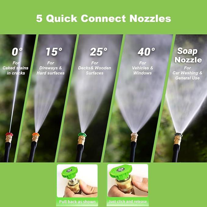 Pressure Washer 5000PSI Power Washers with M22-14mm Pressure Hose 33FT, LGreen - NeatNest