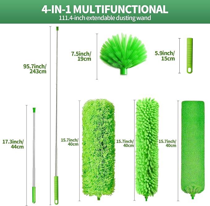 dusters for Cleaning extendable Long Handle，Webster Cobweb Duster with Extension Pole，Spider Web Remover Brush with Pole，Outdoor Web Cleaner Outside for use on Ceilings, cabinets, Walls, Light - NeatNest