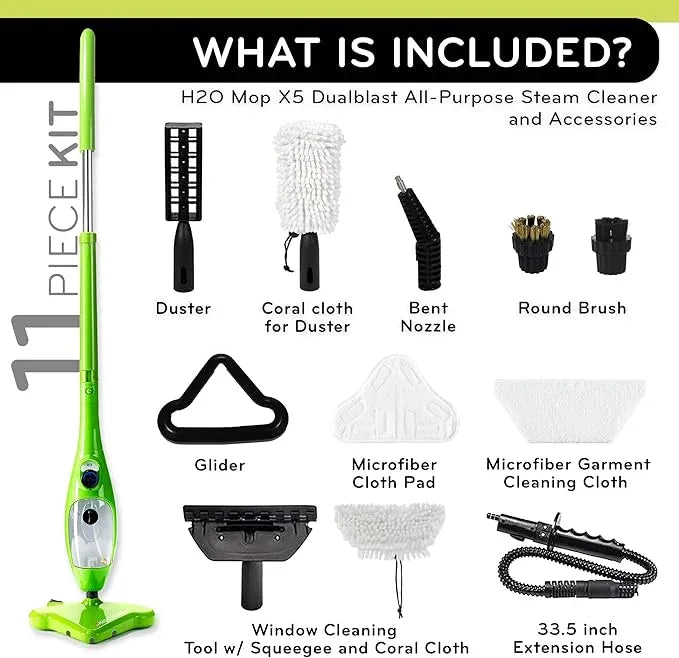 H2O X5 Steam Mop 5-in-1 DualBlast and Handheld Steamer Cleaner For Kitchen Tile Floors, Floor Steamer, Hardwood Floors, Grout Cleaner, Upholstery Cleaner and Carpets - NeatNest
