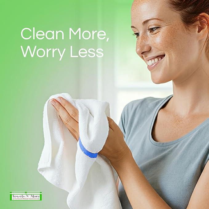 Towels N More 24 Pack 16x19 Bar Mop Towels High Absorbent Cotton Reusable Kitchen Towels - Quick Drying Towels for Chef, Cook, Home, Restaurant, Bar Glass Cleaning Towels (24, Blue Stripe) - NeatNest