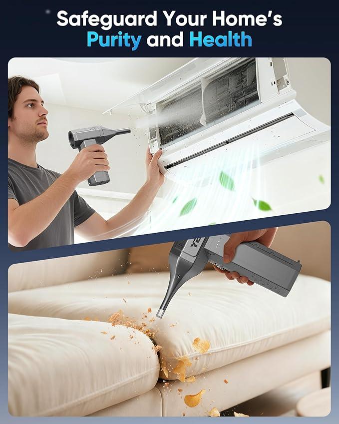 Compressed Air Duster, 300000 RPM & 400 G Wind Pressure, 10000 mAh Battery with Fast Charging, 4-Gear Electric Air Duster Rechargeable, Electric Duster Mini Blower with LED Light for Cleaning - NeatNest