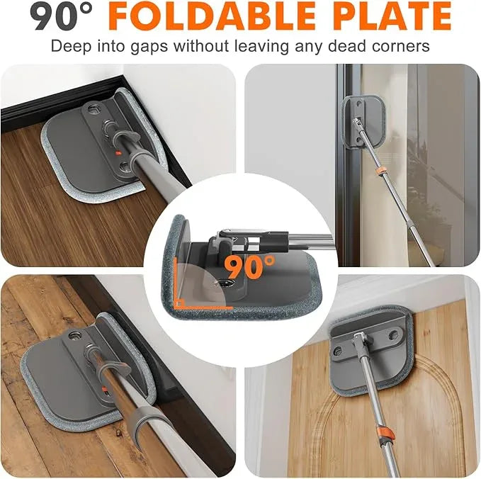 Upgraded Spin Mop and Bucket Set Self-Standing Mop Bucket Separate Dirty and Clean Water System Self Wringing 360° Rotating 90° Foldabl Mops and Buckets for Floor Cleaning (Dark Gray, 2Pads) - NeatNest