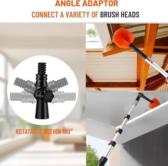 20ft High Reach Duster Kit with Extendable Pole (5-12ft),High Ceiling Duster Kit Includes–Ceiling Fan Blade Cleaner, Cobweb Remover, Bendable Duster, Microfiber Glass Scrubber & Squeegee & Swivel Head - NeatNest