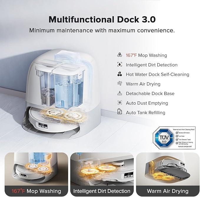 roborock Qrevo Curv Robot Vacuum and Mop, 18,500Pa Suction, Zero-Tangling, AdaptiLift Chassis, FlexiArm Technology, Hot Water Mop Washing & Dock Self Cleaning, Al Obstacle Recognition - NeatNest