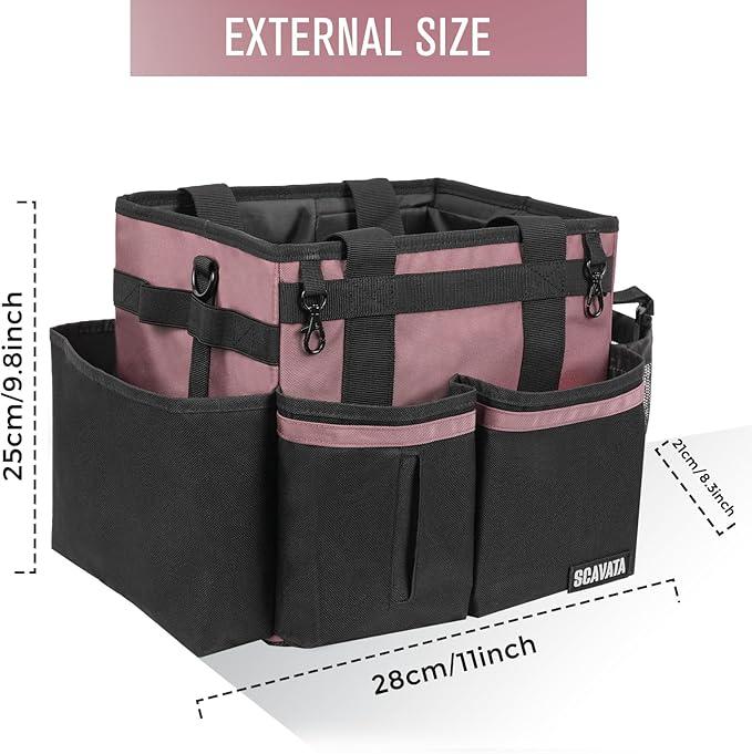 Compact Wearable Cleaning Caddy, Small Cleaning Caddy Supplies Organizer with Handle & Shoulder Straps for Housekeepers, Under Sink & Car Cleaning Tool Organizers Bag (LotusPink) - NeatNest