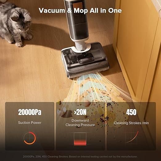 roborock F25 GT Vacuum Mop All in One, Wet Dry Vacuum Cleaner Cordless, 20000Pa Floor Cleaner Machine for Tile Hardwood Wood Vinyl Floor, Edge to Edge Self Cleaning Electric Mop with 180° Lie-Flat - NeatNest