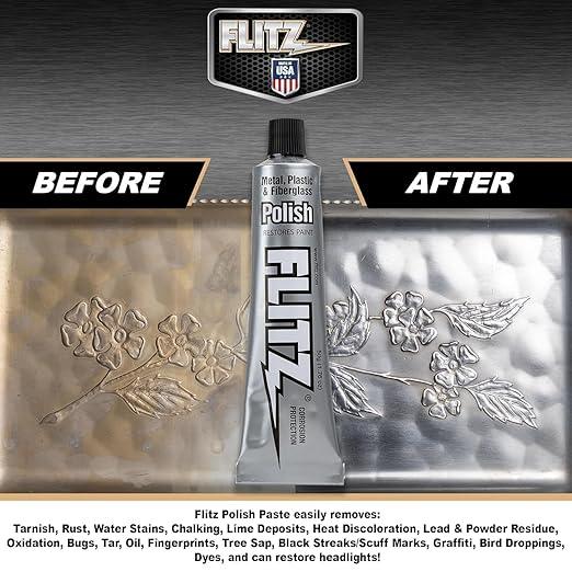 Flitz Multi-Purpose Metal Polish Paste - 1.76oz Tube of USA-Made Chrome Polish - Works on Stainless Steel, Aluminum, Plastic, Jewelry and Cars - Non-Abrasive Cleaner & Rust Remover (1 Pack) - NeatNest