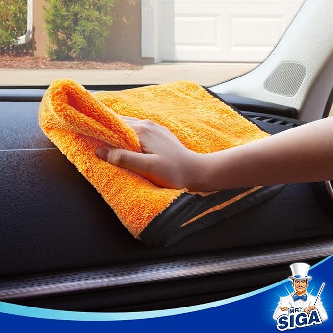 MR.SIGA Professional Premium Microfiber Towels for Cars, Dual-Sided Car Washing and Detailing Towels, Gold, 15.7 x 23.6 inch, 12 Pack - NeatNest