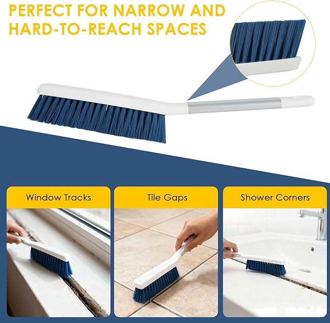 3 Pack Scrub Brush Set - Detachable Stiff Bristle Grout Cleaner Brush, Cleaning Scrubbers with Squeegee for Shower Glass, Heavy Duty Scrub Brushes for Cleaning Bathroom, Bathtub, Gaps, Tile, Floor - NeatNest