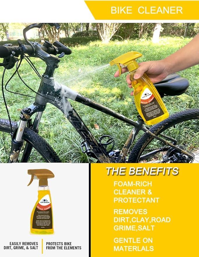 Bike Cleaner kit to Clean/Protect/Lube Bicycle,with Chain Scrubber,Cleaning Brush Tool,Bike Cleaner(19oz),Degreaser(10or19oz),Wet Lubricant(2oz) - NeatNest