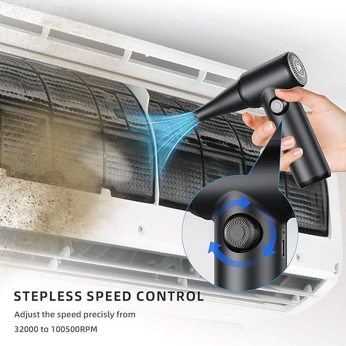 DOROBEEN Compressed Air Duster, PC Keyboard Cleaner, Replace Compressed Air Can, Electric Air Duster with Brushless DC Motor, Stepless Knob - NeatNest