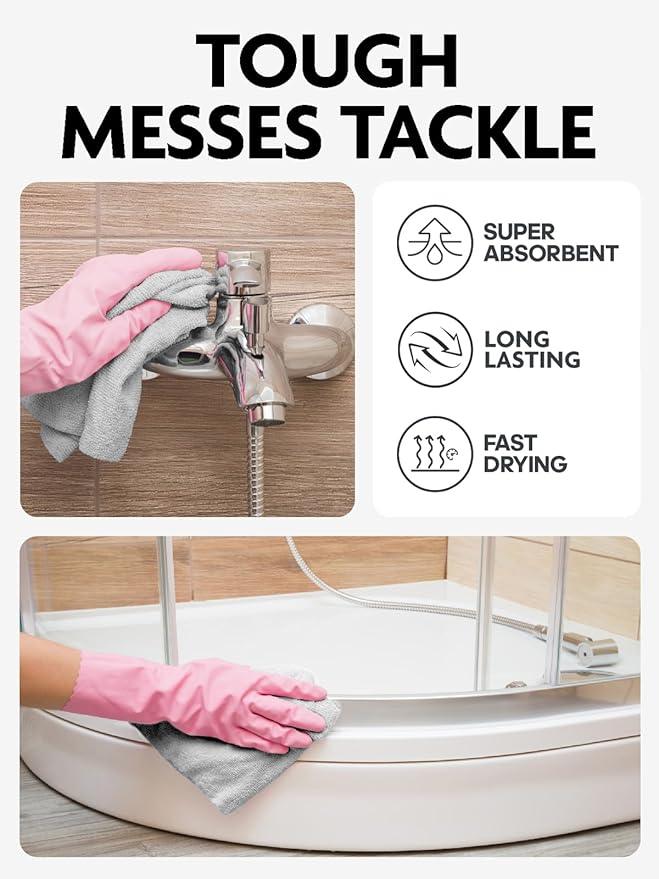 Fantasticlean Microfiber Cleaning Cloth Roll -675 Pack, Tear Away Microfiber Towels, 12" x 12", Reusable, Washable, Ultra Absorbent Dishcloth for Home Supplies, Car, Shop (9 Rolls of Grey) - NeatNest